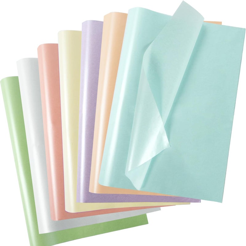 RUIFUN Pastel Tissue Paper 70 Sheets  7 Metallic Colors Tissue Paper for Gift Bags and Wrapping  Pearlescent Shimmer Pastel Tissue Paper Bulk for Girls Women Birthday Wedding Baby Shower Decor  20 x 14 Inch - Image 1